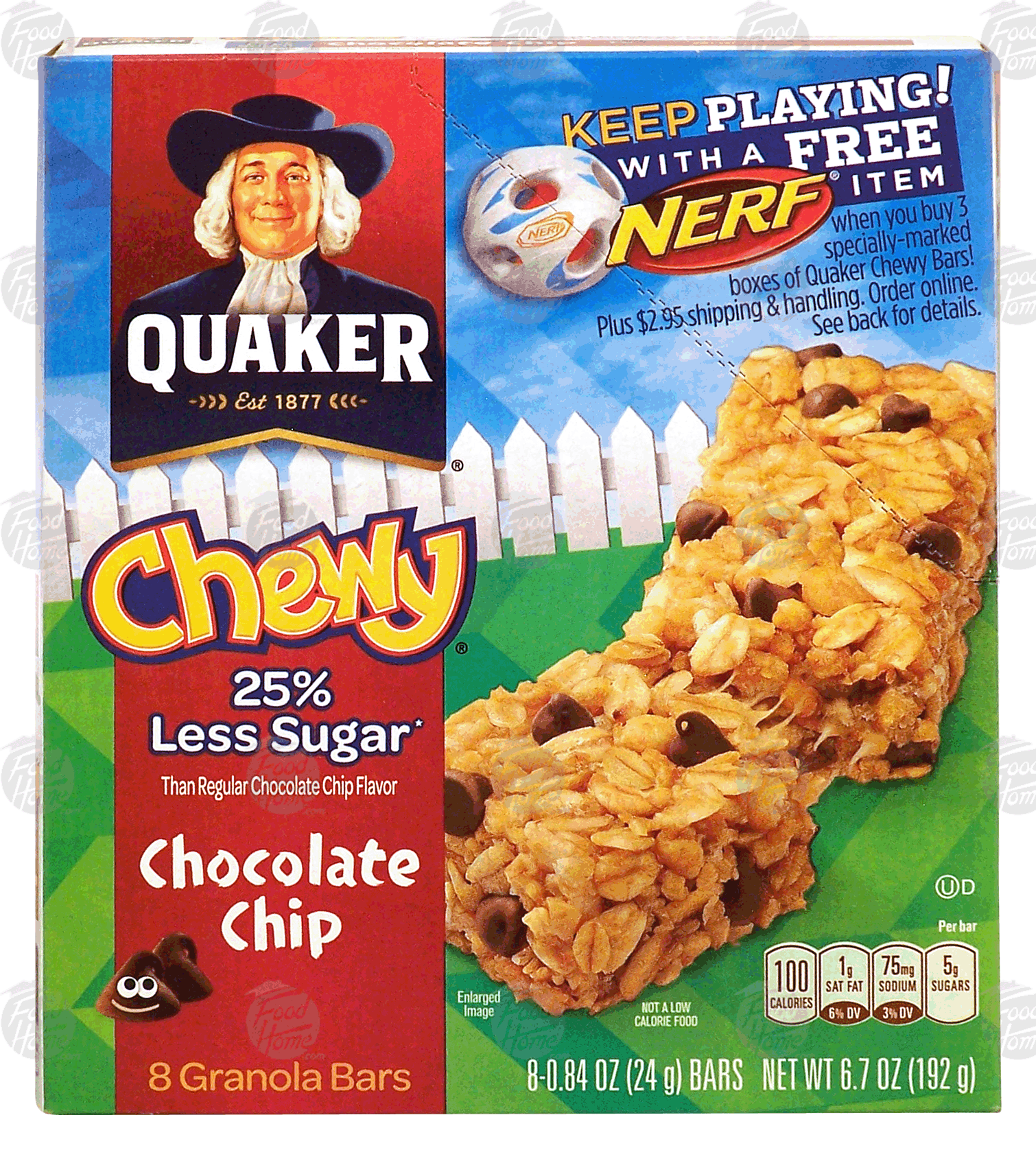 Quaker Chewy chocolate chip granola bars, 25% less sugar, 8-count Full-Size Picture